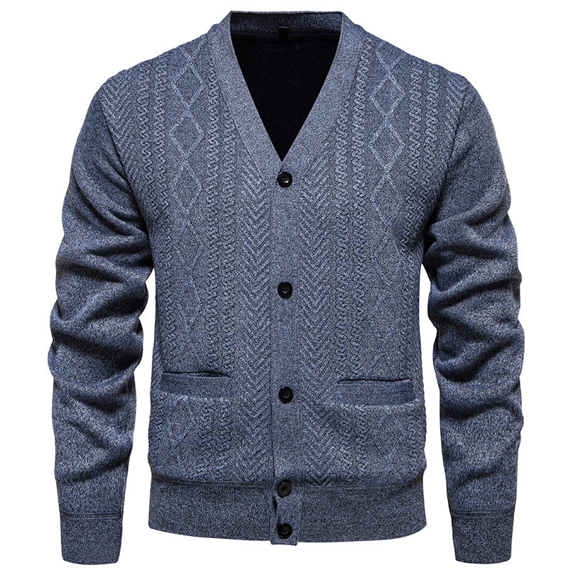Cardigan Men's Long-Sleeved Striped Fall Winter Sweater