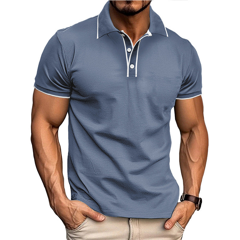 European And American Style Men's Clothing Short Sleeve Lapel Jacquard Shirt