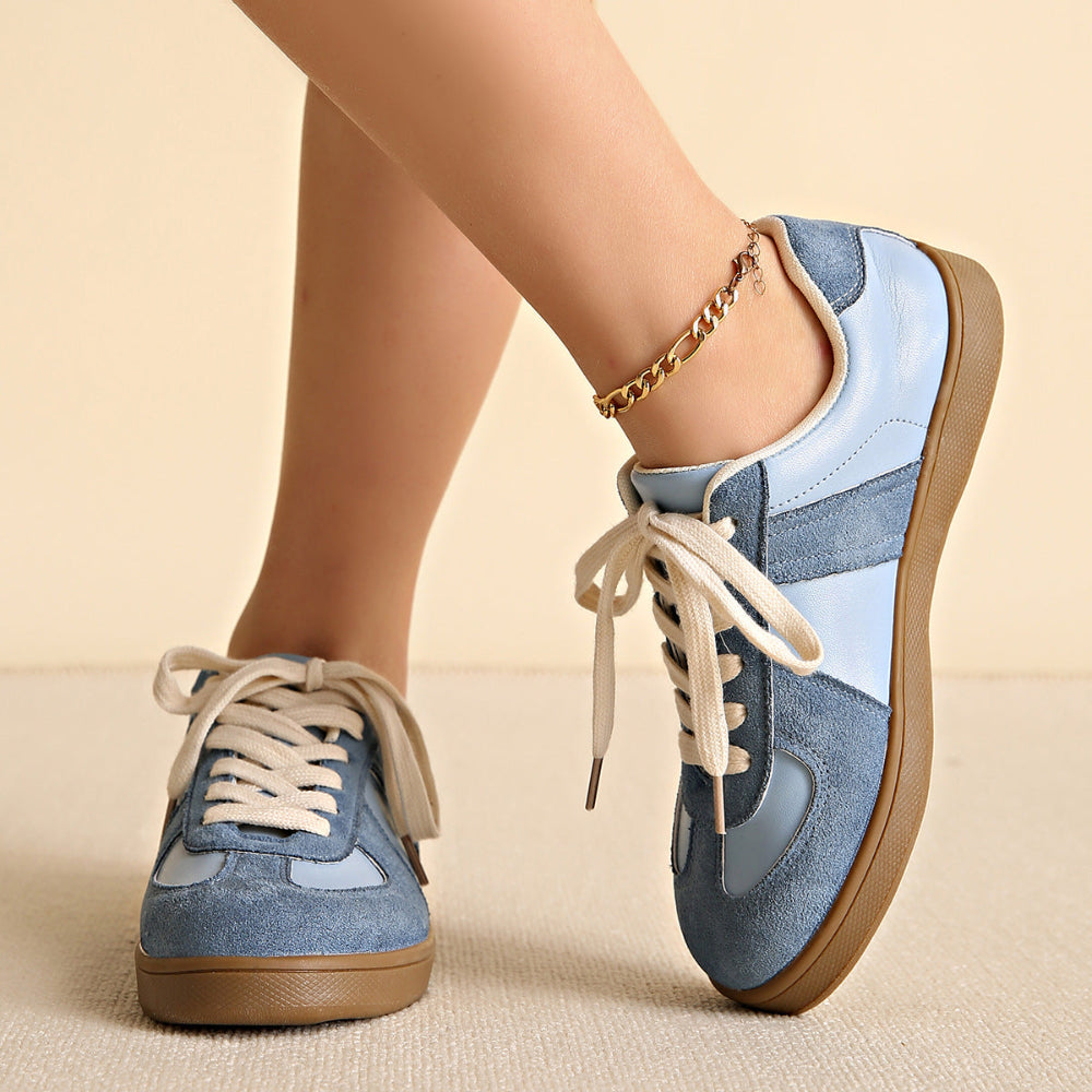 Round Toe All-Matching Lace-Up Flat Retro Low-Top Sports Sneakers