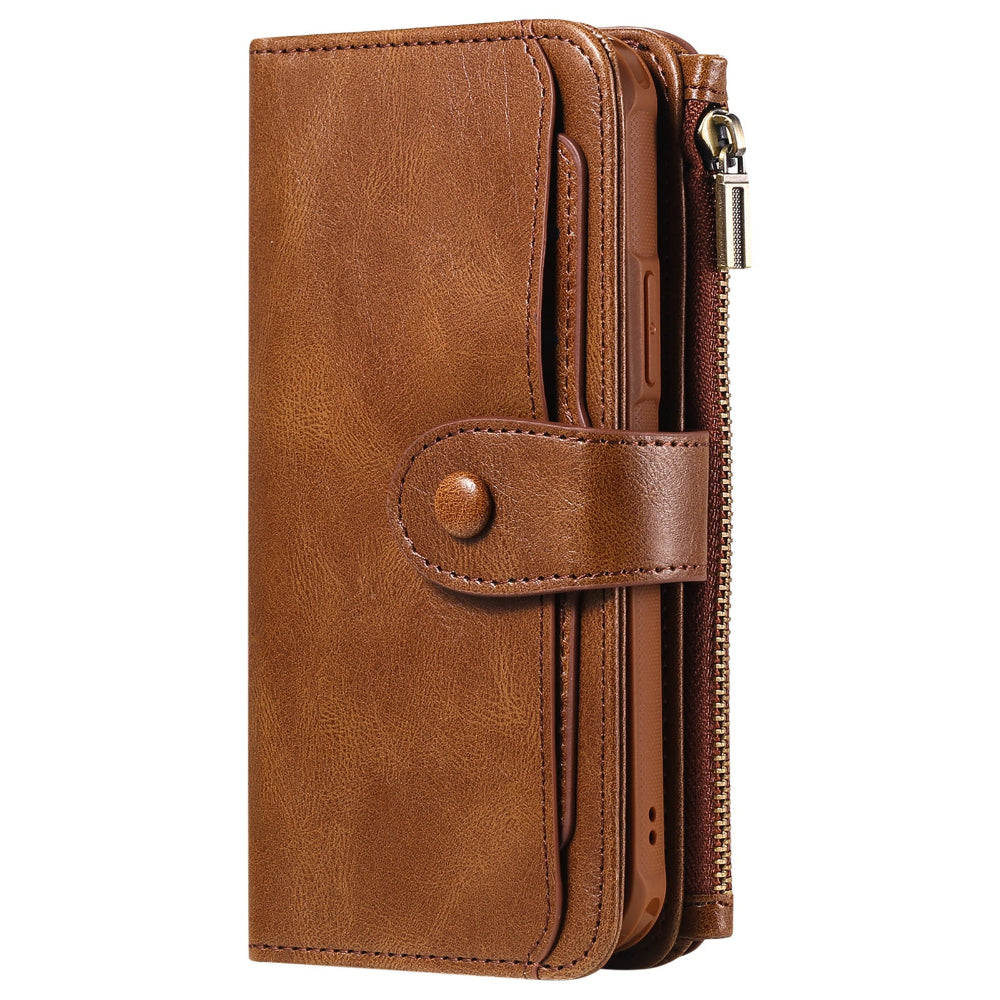 Leather Retro Phone Case Multi-Function Wallet With Magnetic Buckle Closing Method
