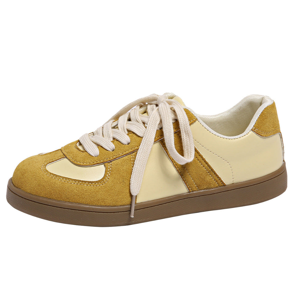 Round Toe All-Matching Lace-Up Flat Retro Low-Top Sports Sneakers