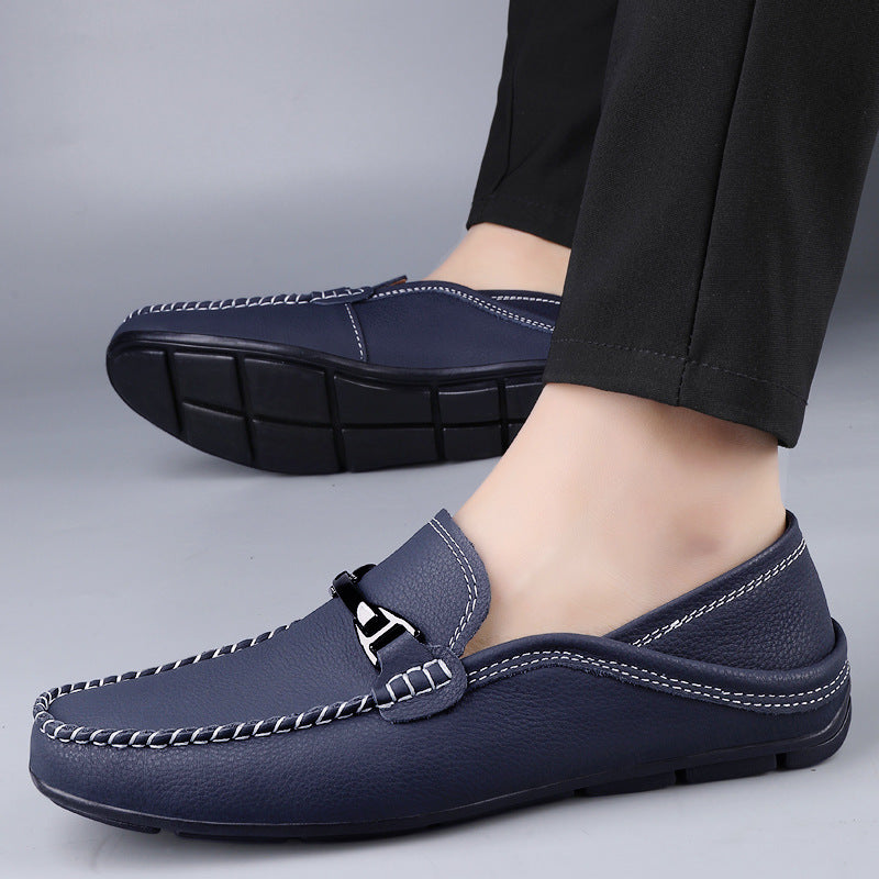 Extra Large Casual Leather Shoes Widened Gommino Loafers