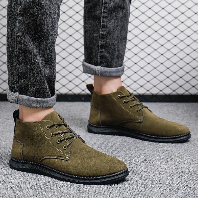 High-Top British Men's Casual Leather Shoes