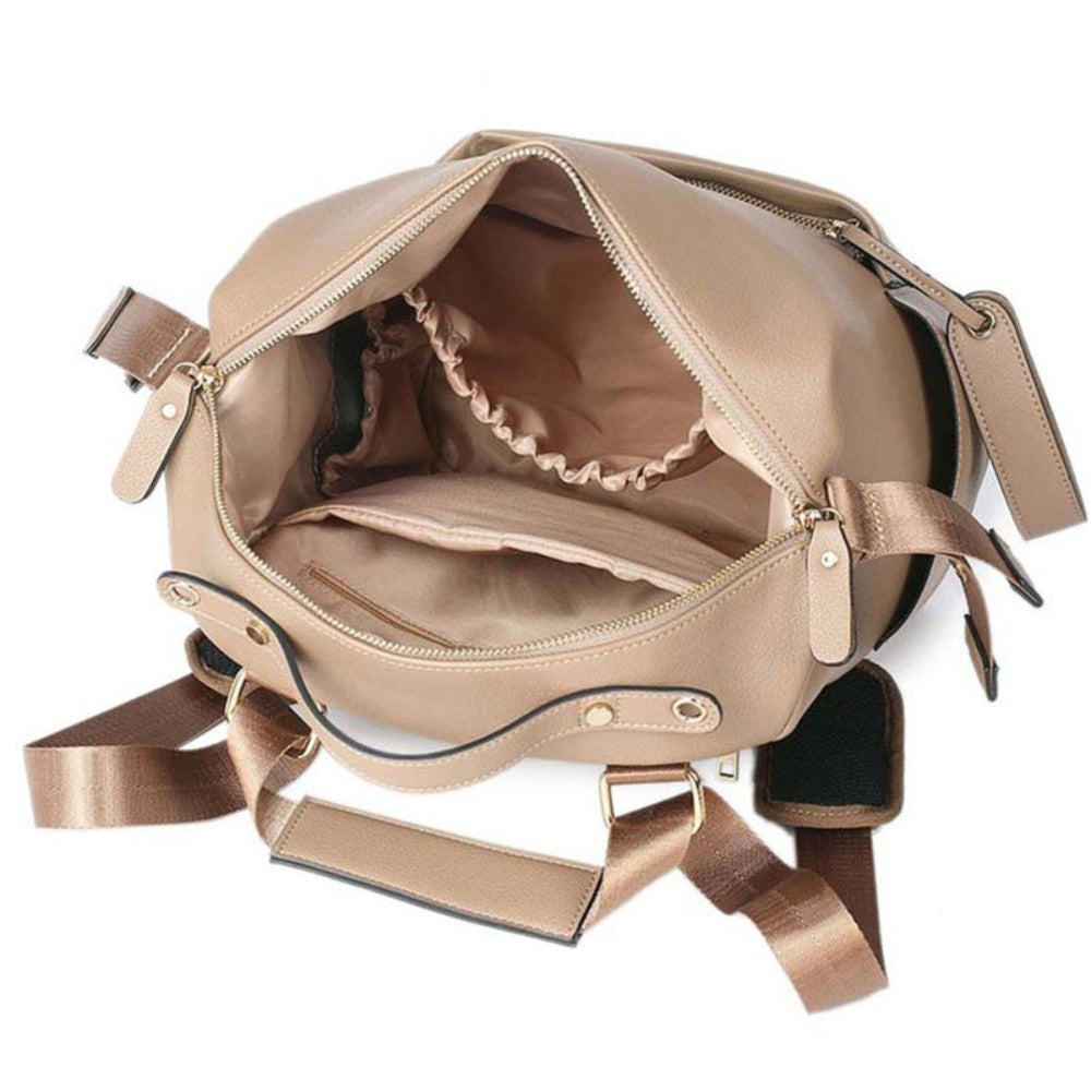 Mummy PU Leather Waterproof Diaper Bag Large Capacity Backpack