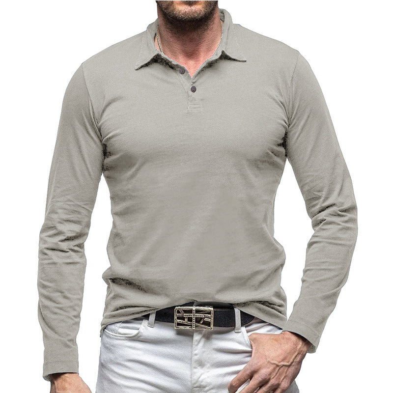 Retro Polo Shirt With Long Sleeves For Men