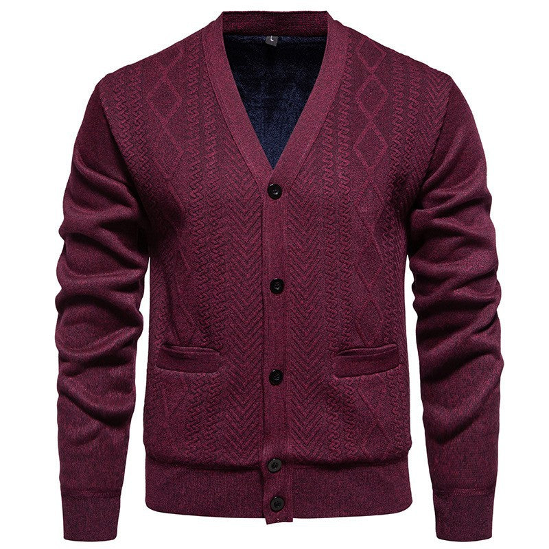 Cardigan Men's Long-Sleeved Striped Fall Winter Sweater