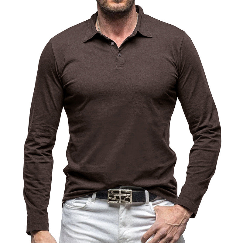 Retro Polo Shirt With Long Sleeves For Men