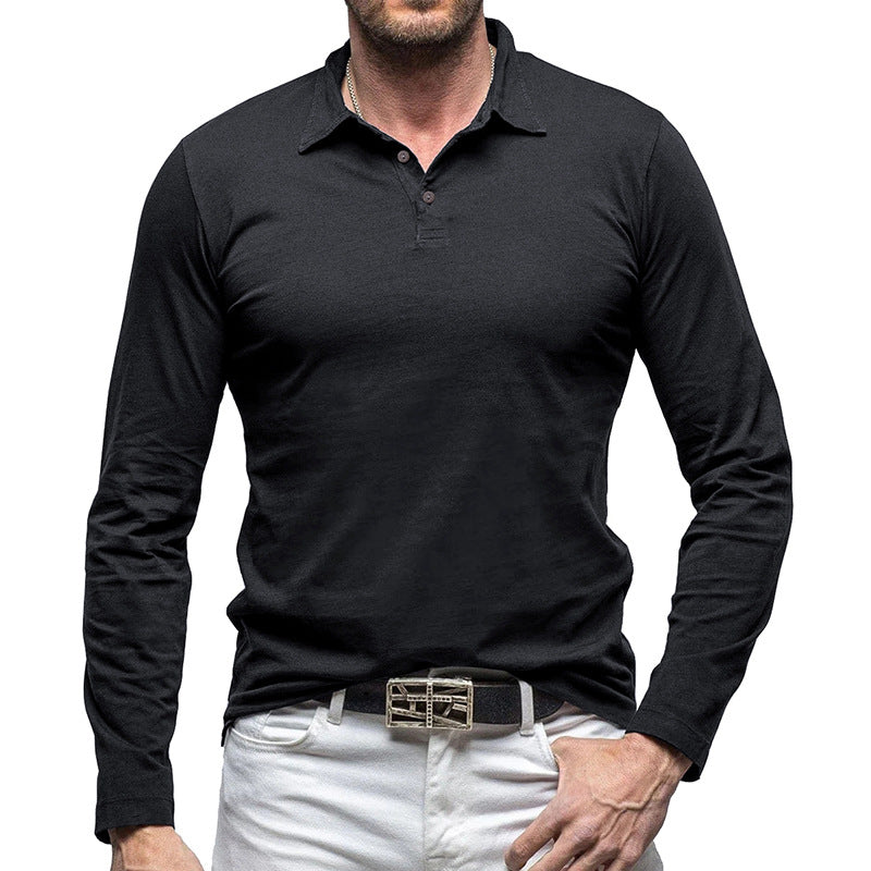 Retro Polo Shirt With Long Sleeves For Men