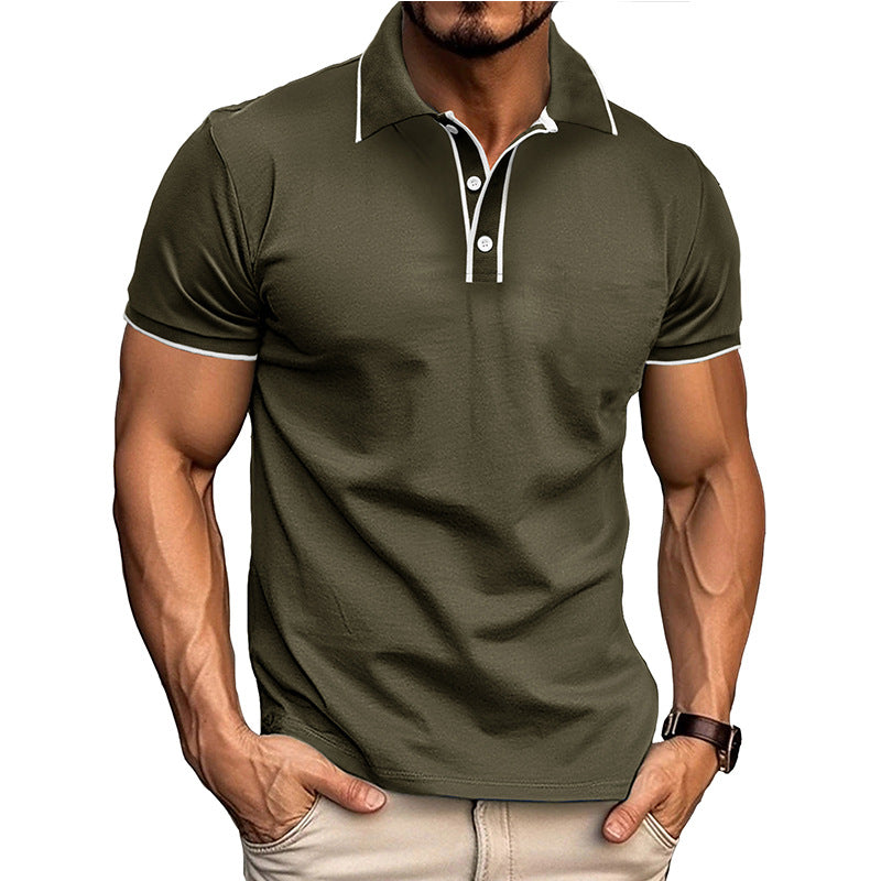 European And American Style Men's Clothing Short Sleeve Lapel Jacquard Shirt