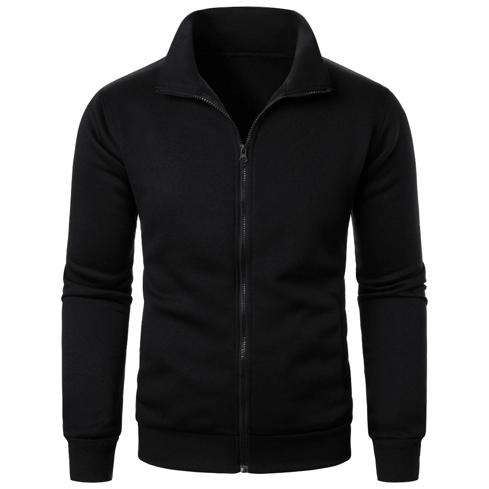 Stand Collar Cardigan Zipper Fleece Thickened Sweater Threaded Cuff Casual Sweatshirt