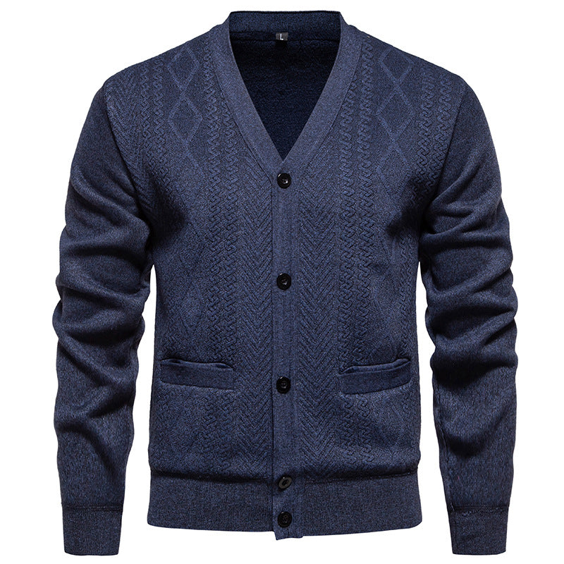 Cardigan Men's Long-Sleeved Striped Fall Winter Sweater