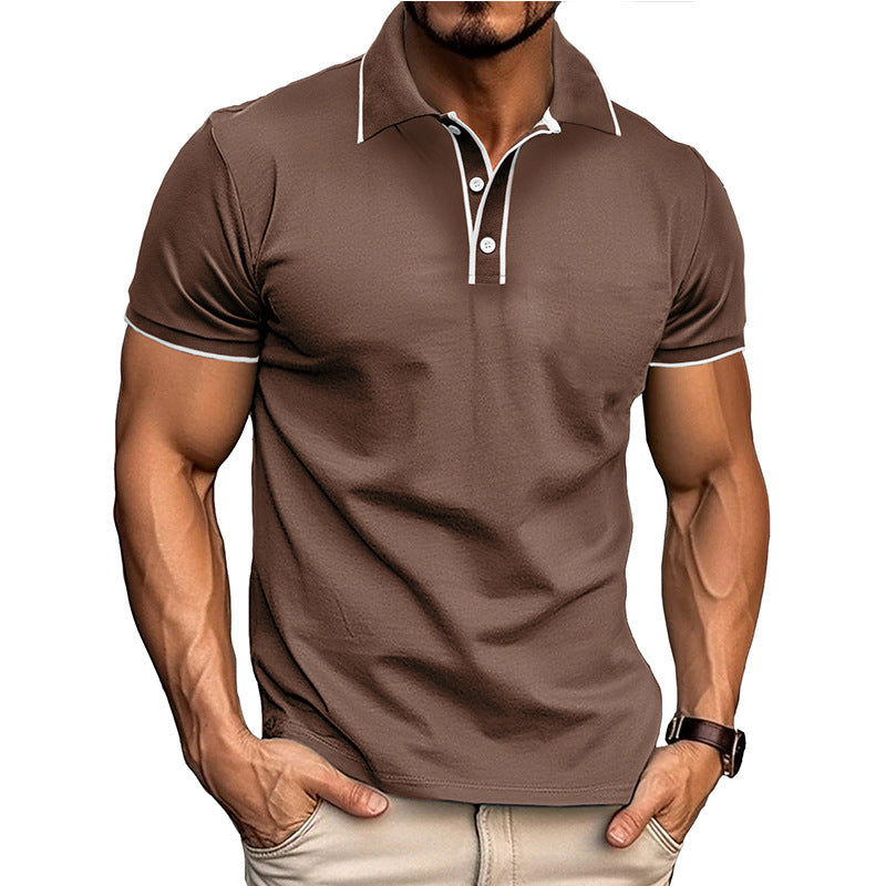 European And American Style Men's Clothing Short Sleeve Lapel Jacquard Shirt
