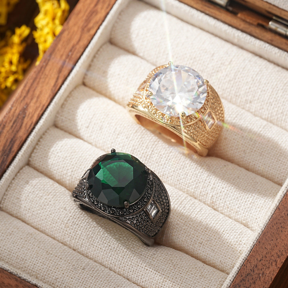 Men's Round Zircon European And American Fashion Ring