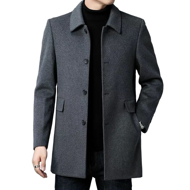 Men's Mid-Length Double-Sided Four-Season Lapel Woolen Coat