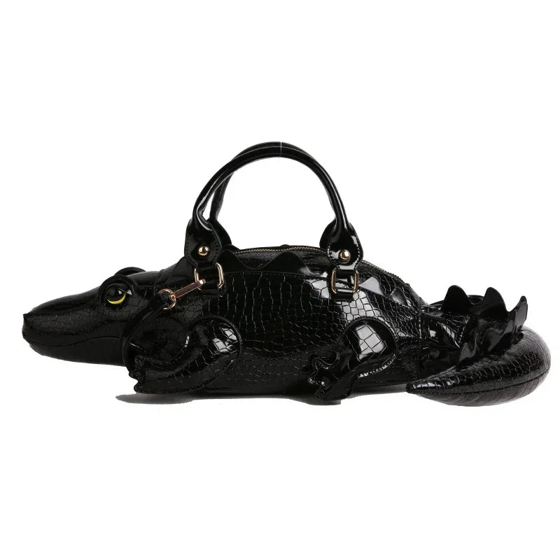Women's Creative Funny Crocodile Shaped Leather Handbag