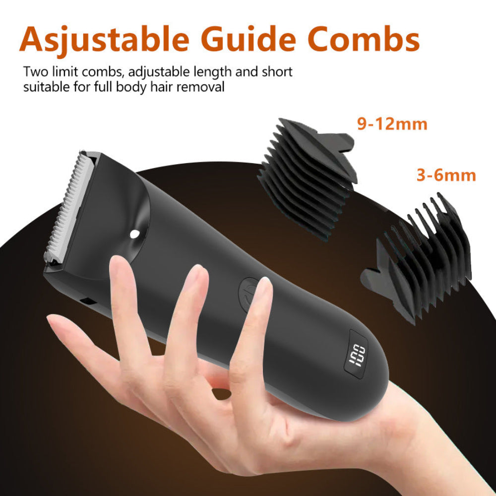 Men's Electric Groin Private Parts Versatile Body Hair Trimmer With Two Guiding Combs