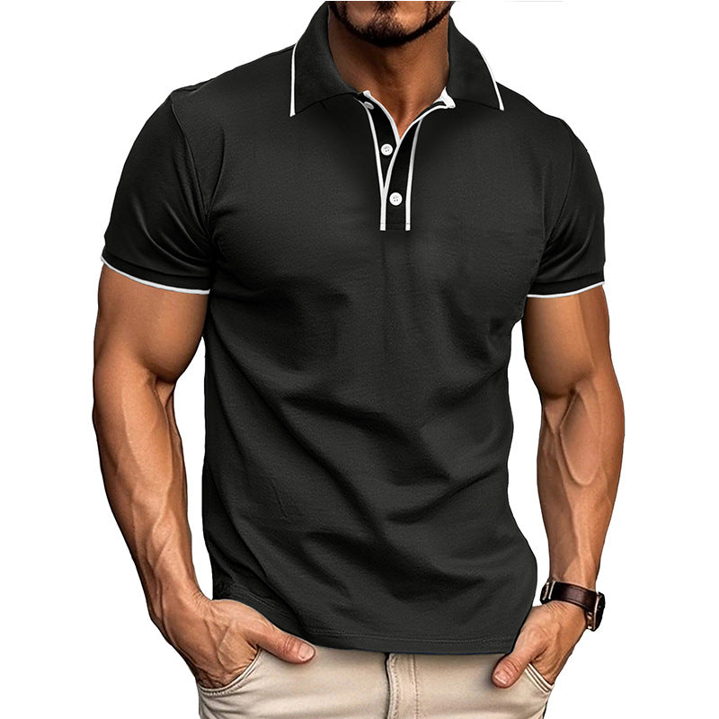 European And American Style Men's Clothing Short Sleeve Lapel Jacquard Shirt