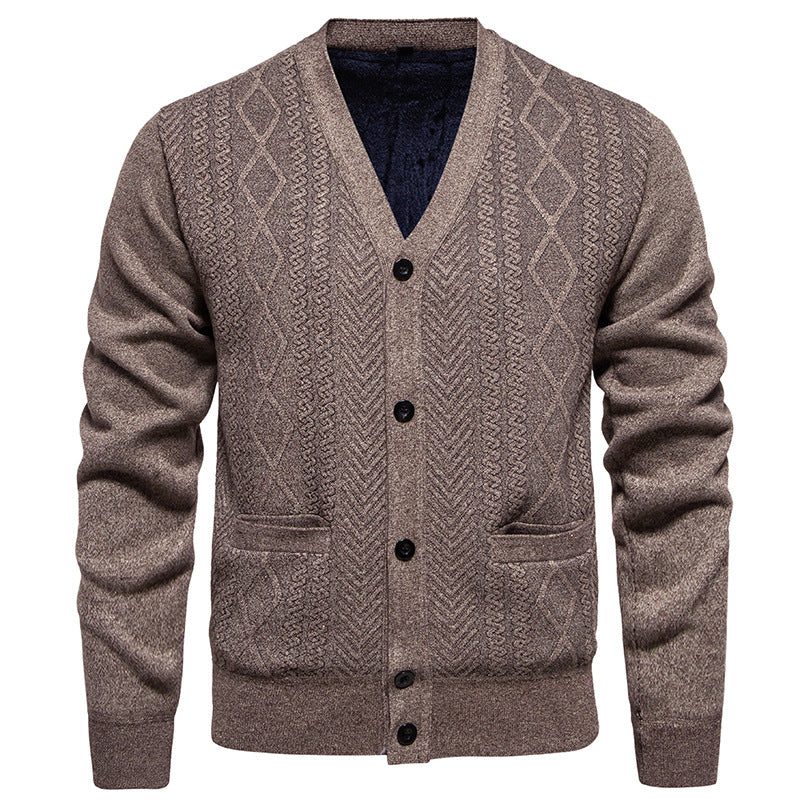 Cardigan Men's Long-Sleeved Striped Fall Winter Sweater