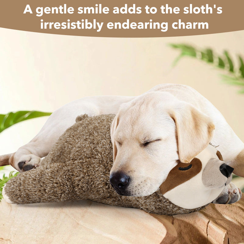 Pet Dog Soothing Sloth Plush Toy Training Interactive Toy With Heartbeat Device