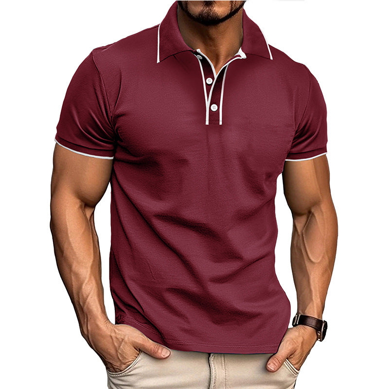 European And American Style Men's Clothing Short Sleeve Lapel Jacquard Shirt