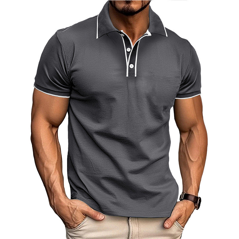 European And American Style Men's Clothing Short Sleeve Lapel Jacquard Shirt
