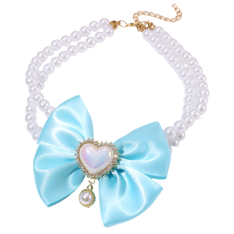 Cute Heart Shape Princess Style Pet Dog Cat Pearl Necklace.