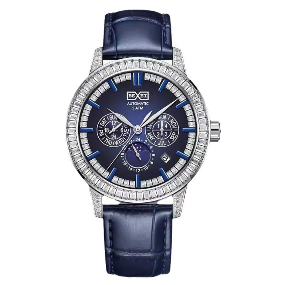 Men's Elegant Diamond Bezel Mechanical Watch