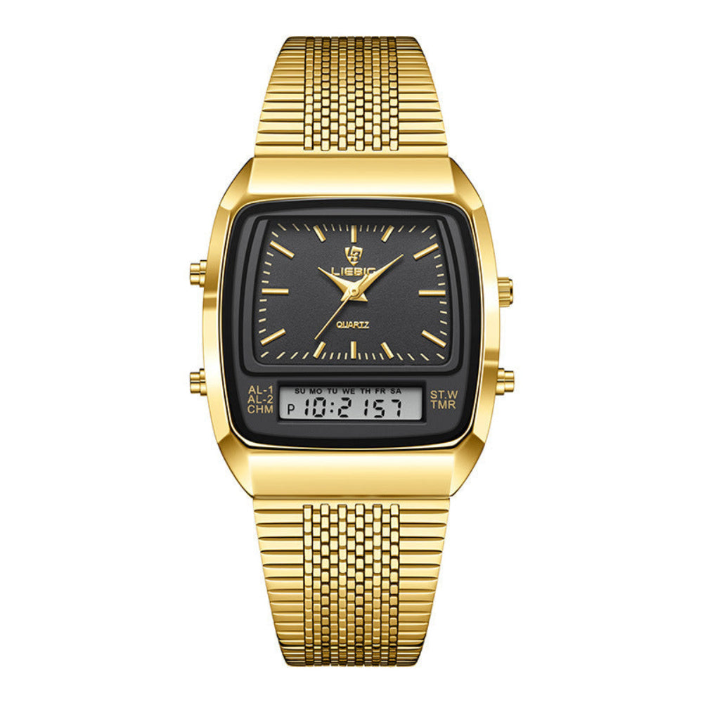 Business Casual Waterproof Double Display Electronic Quartz Watch