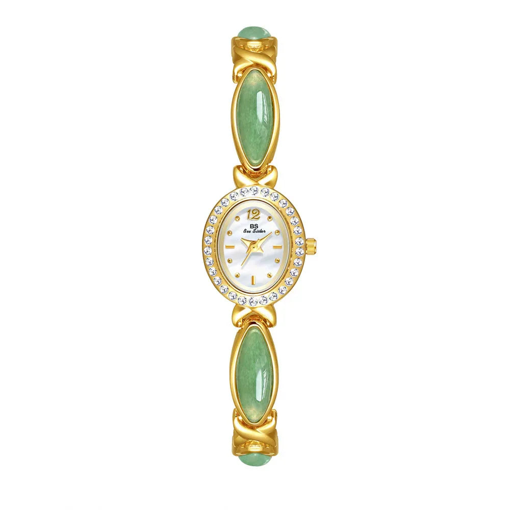 Women's Small Stylish Natural Dongling Stone Hetian Jade Watch