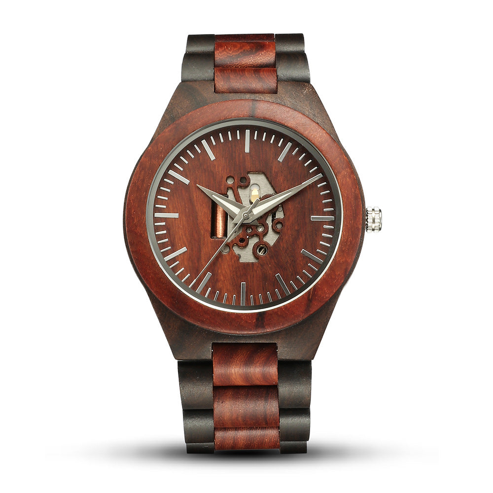 Men's Wooden Watch With 2035 Japanese Movement And Luminous Pointers