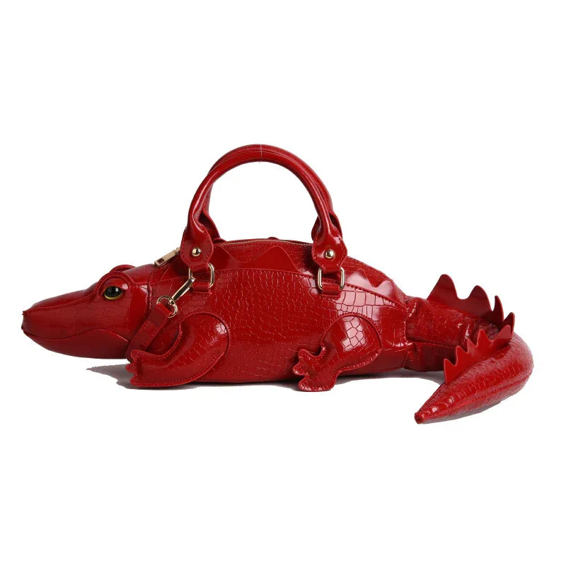 Women's Creative Funny Crocodile Shaped Leather Handbag