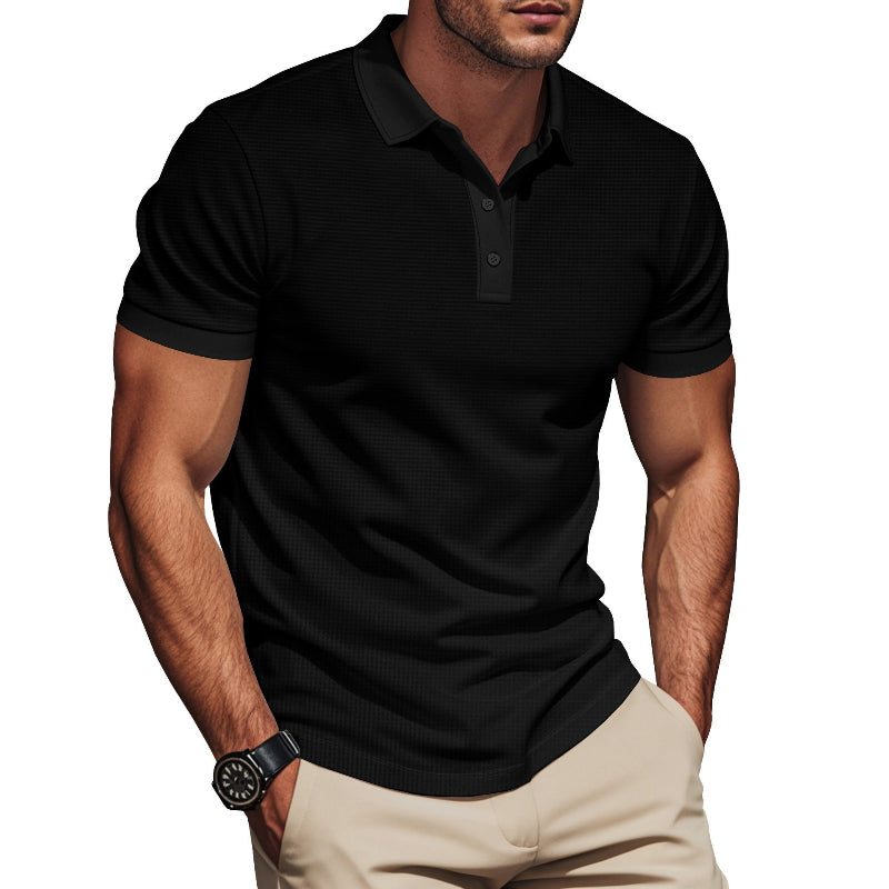 Men's Lapel Color Matching Short Sleeve Polo Shirt Plus Size