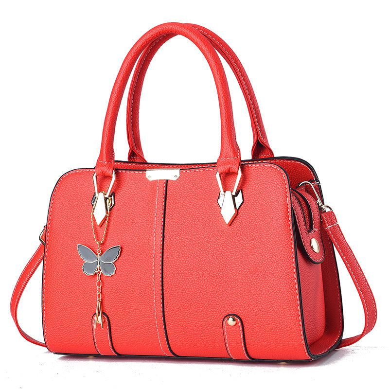 Women's Fashionable PU Leather Handbag With Butterfly Pendant