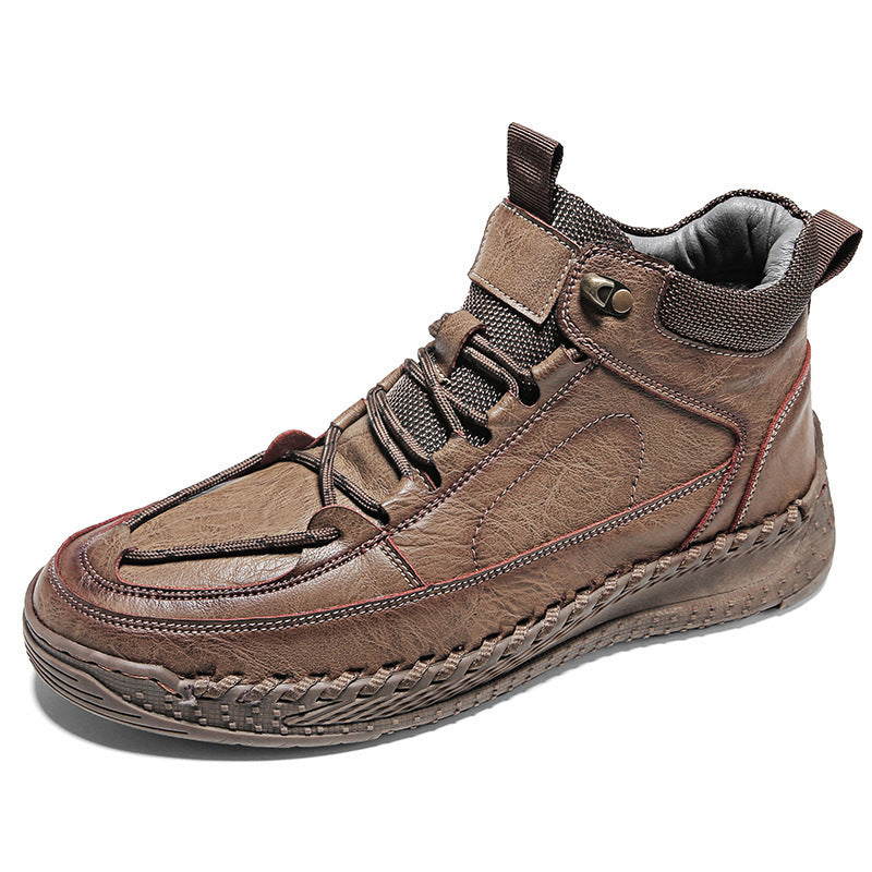 High-End Leather Shoes Versatile High-Top Martin Boots For Men