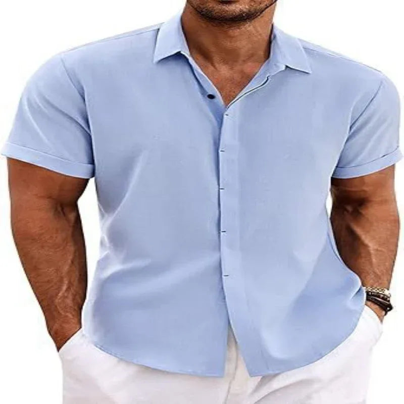 Men's Solid Color Short Sleeve Shirt