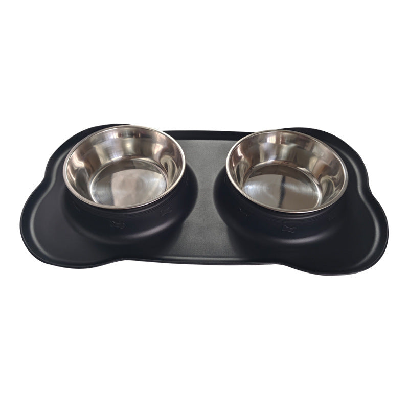 Large Silicone Pet Bowl Double Stainless Steel Dog Bowl