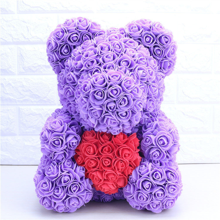 Creative Christmas Rose Doll Holding-Heart Bear Romantic Gift For Lovers Girlfriends Wives