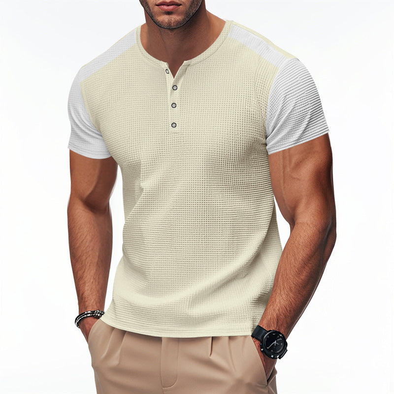 Men's Plus Size Solid Color Buttoned T-Shirts