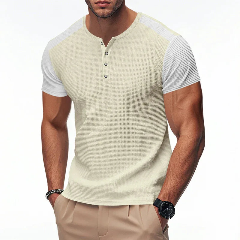 Men's Plus Size Solid Color Buttoned T-Shirts