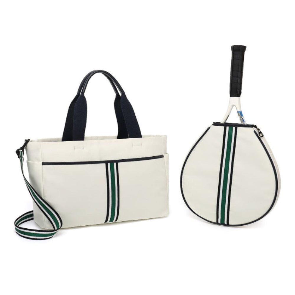 Canvas Striped Fashion Unisex Sports Beach Portable Crossbody Tennis Racket Bag