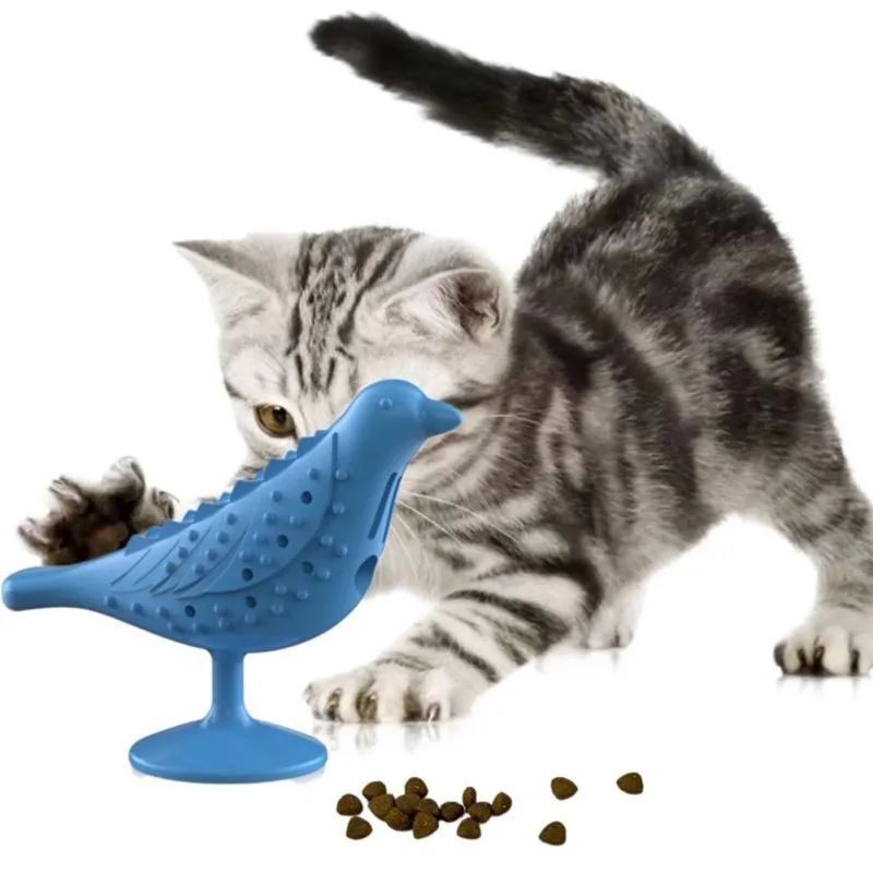 Funny Treat Leaking Cat Toy Interactive Bird Shape Bite Chewing Grinding Teeth Pet Toy