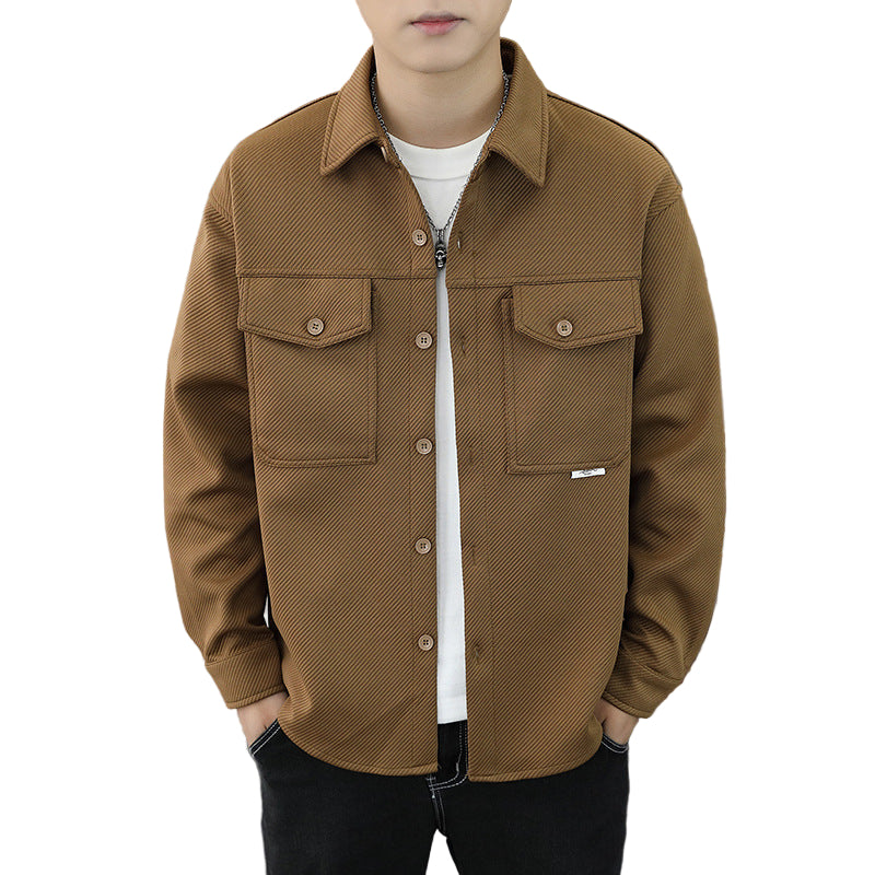 Twill Knitted Men's Lapel Jacket Coat