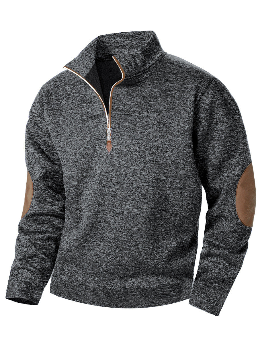 Men's Casual Jacquard Cardigan Sweater With Jointed Panels