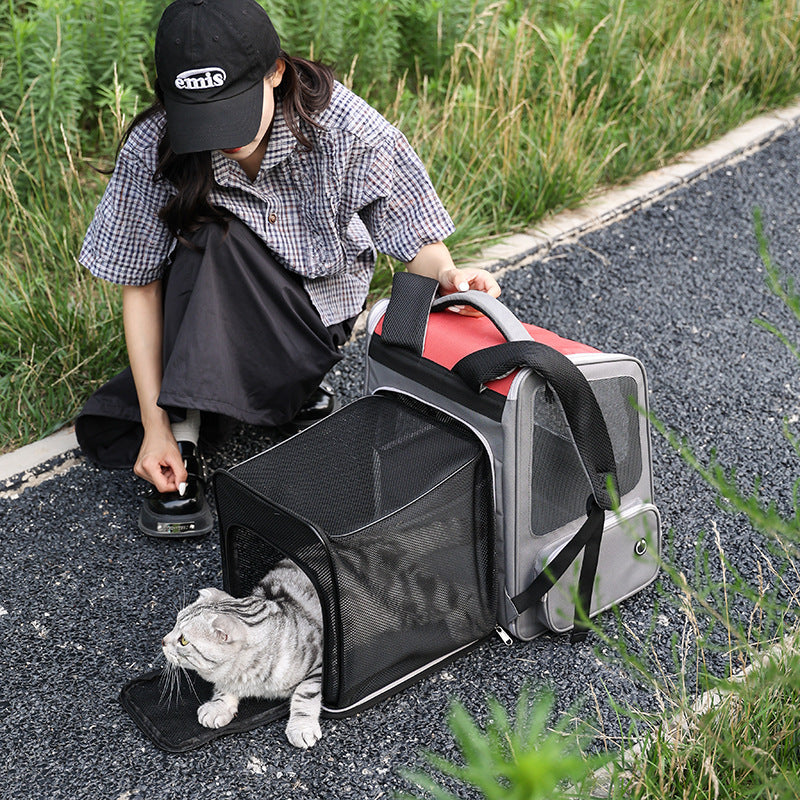 Expandable Breathable Comfortable Dog Cat Pet Backpack.