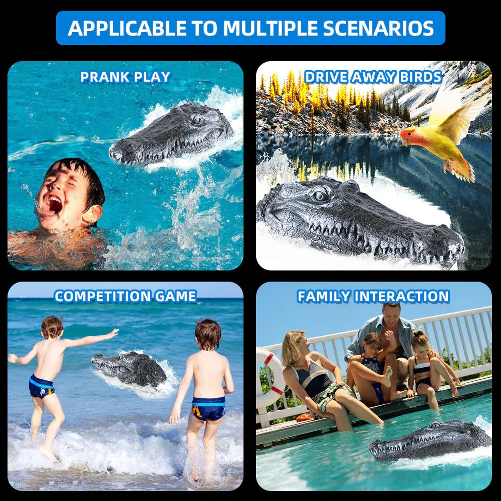 Simulated Crocodile Head Remote-Controlled Water Boat Toy.