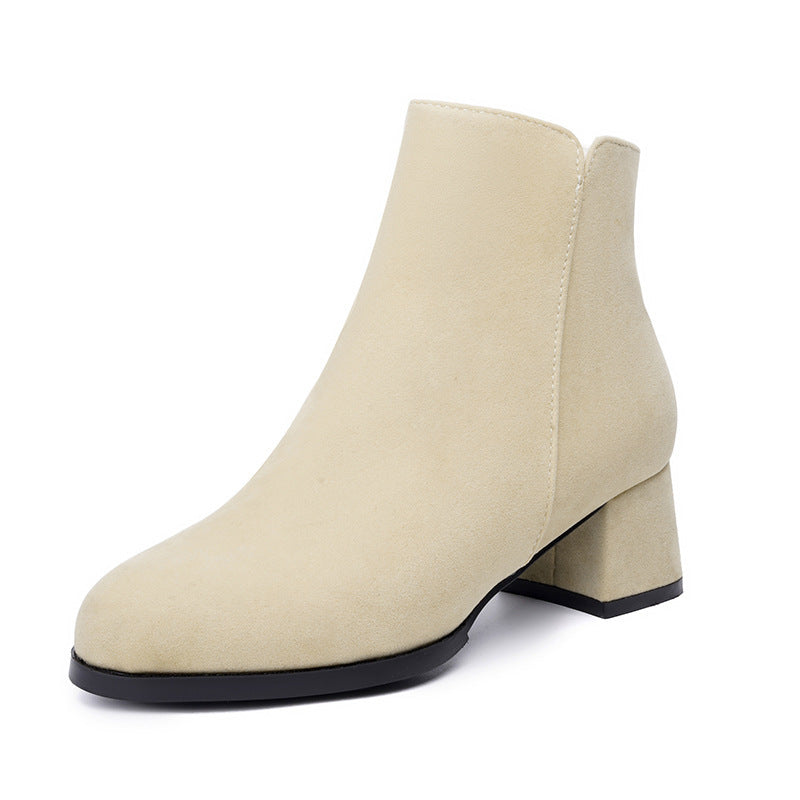 Pointed-Toe Suede Side Zipper Women's Boots