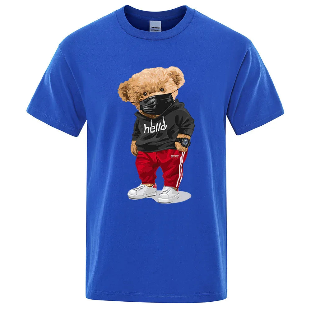 Printed Masked Bear Short-sleeve T-Shirt For Men