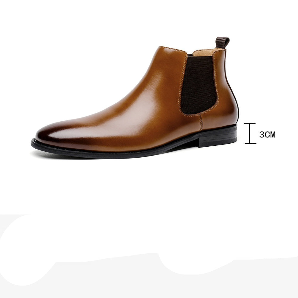 British Retro Chelsea Fleece-Lined Short Boots Men's Leather Shoes