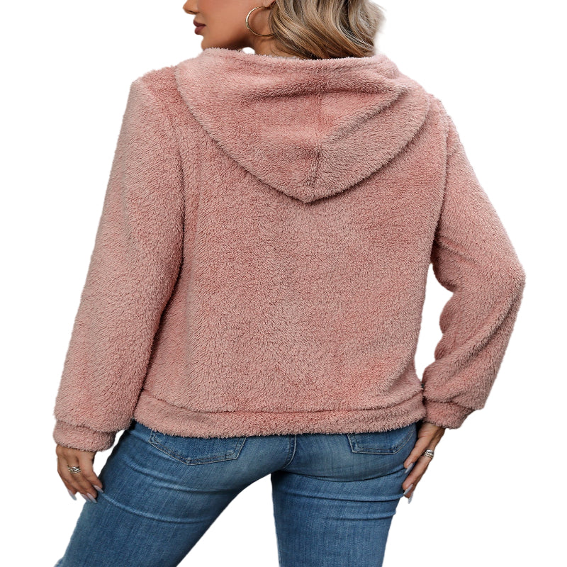 Fashion Tops Women's Double-Sided Velvet Solid Color Hoodies