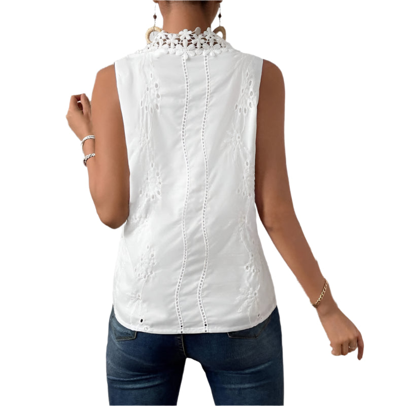 Women's Solid Color Lace Stitching Loose Strap Vest Top